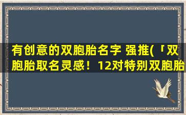 有创意的双胞胎名字 强推(「双胞胎取名灵感！12对特别双胞胎名字大*」)